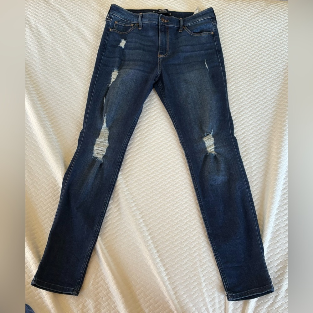 High-rise Super Skinny ripped blue jeans